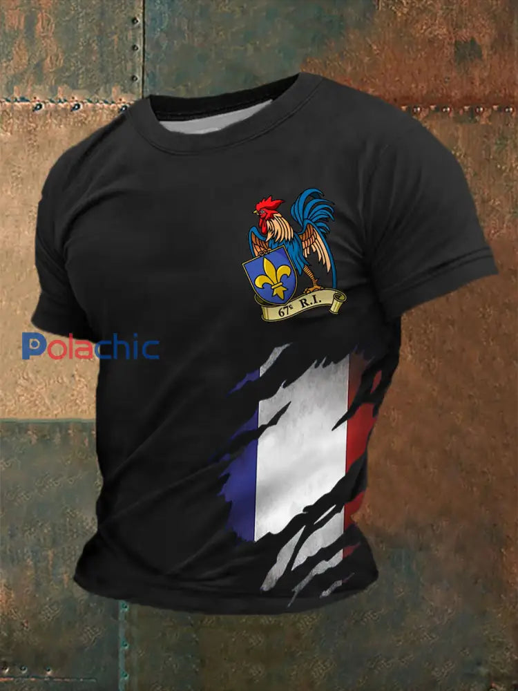T shirt à manches courtes imprimé Napoléon Empire Homme Noir / S