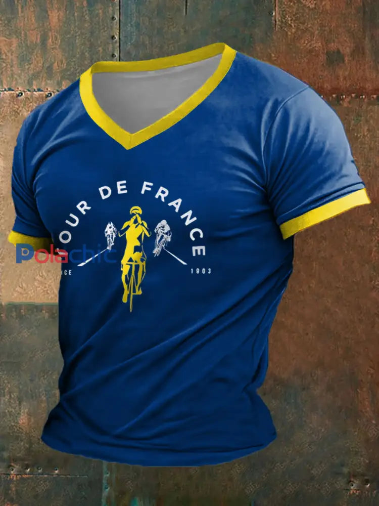 T-shirt à manches courtes imprimé Tour de France Homme Bleu / S