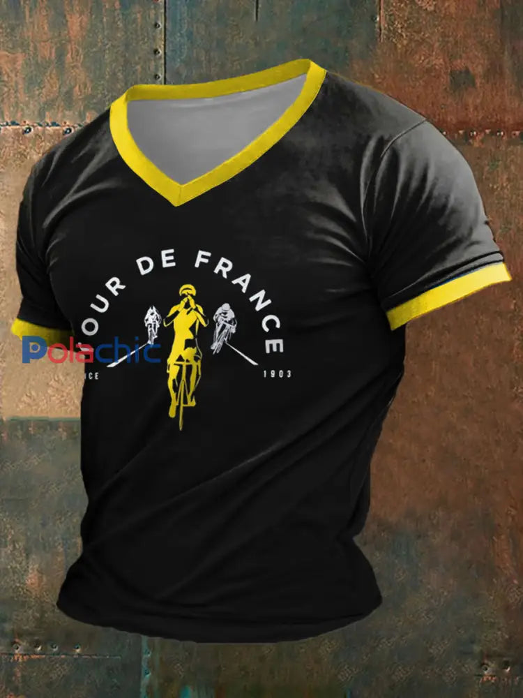 T-shirt à manches courtes imprimé Tour de France Homme Noir / S
