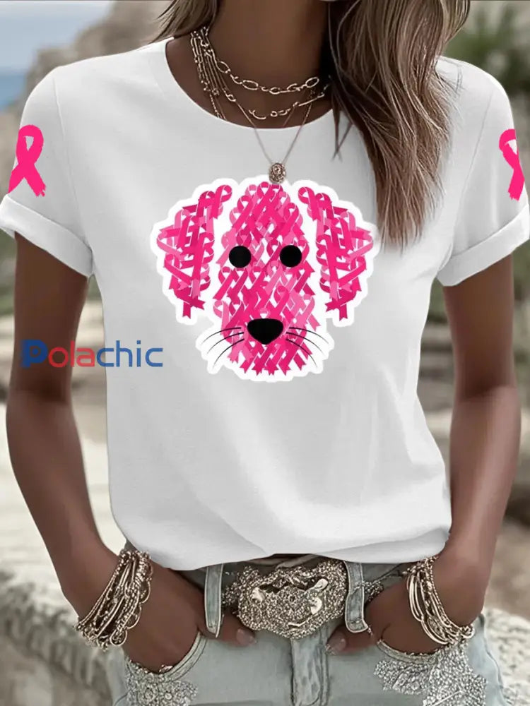 T-shirt à manches courtes Iron On pour femmes blanc / S