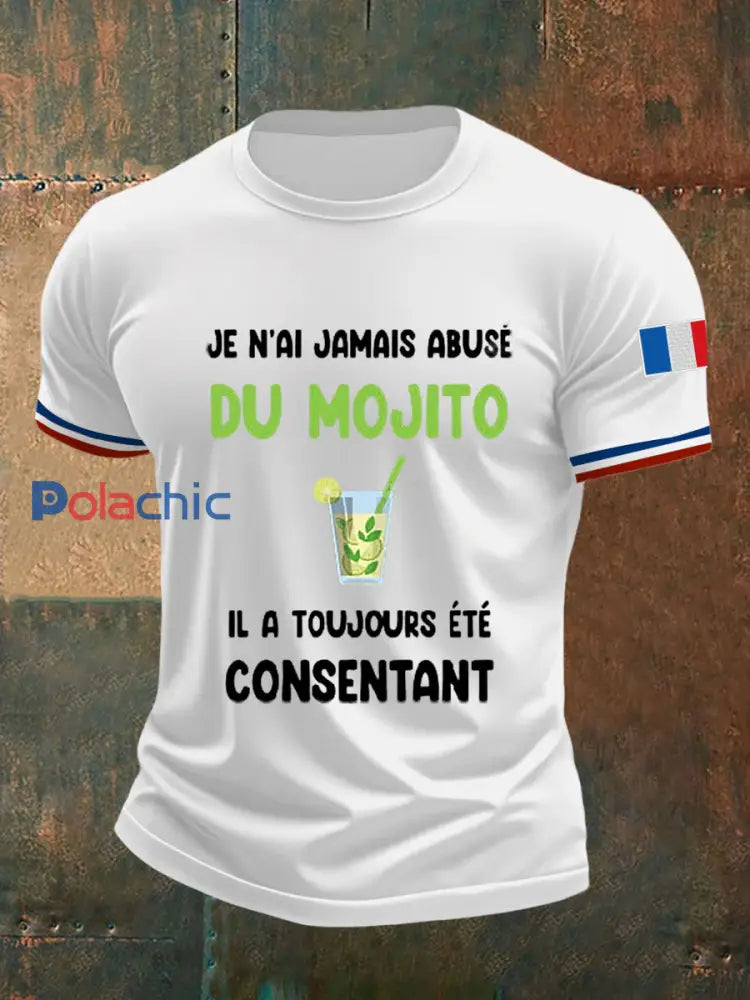 T-shirt à manches courtes Je N’aiJamais Abusé Du Mojito pour homme blanc / S