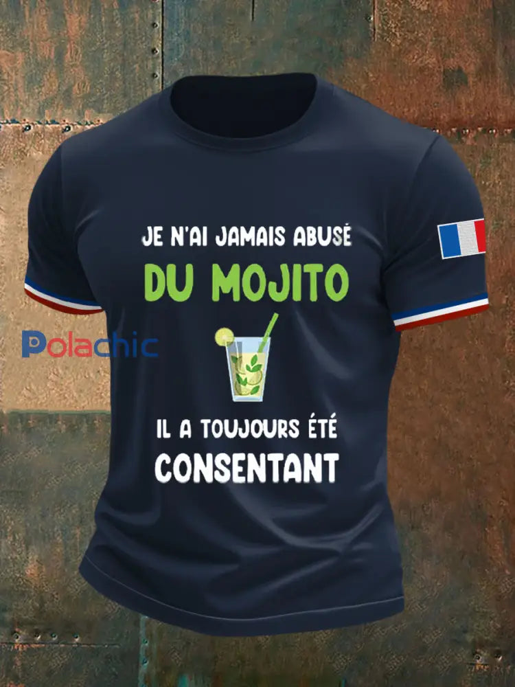 T-shirt à manches courtes Je N’aiJamais Abusé Du Mojito pour homme bleu marine / S
