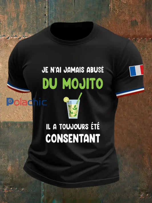T-shirt à manches courtes Je N’aiJamais Abusé Du Mojito pour homme noir / S