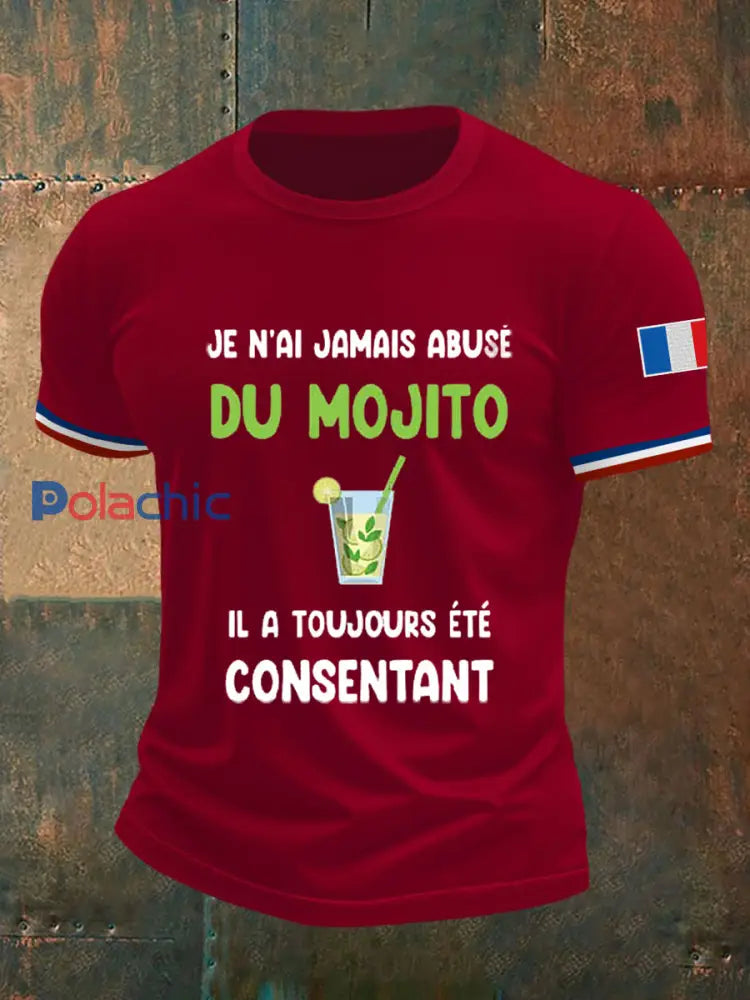 T-shirt à manches courtes Je N’aiJamais Abusé Du Mojito pour homme rouge profond / S