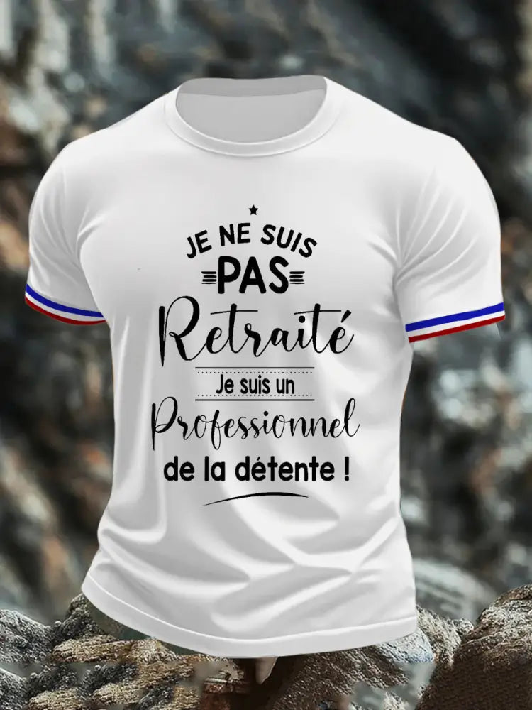 T-shirt à manches courtes Je ne Suis Pas Retraite pour homme Blanc / S