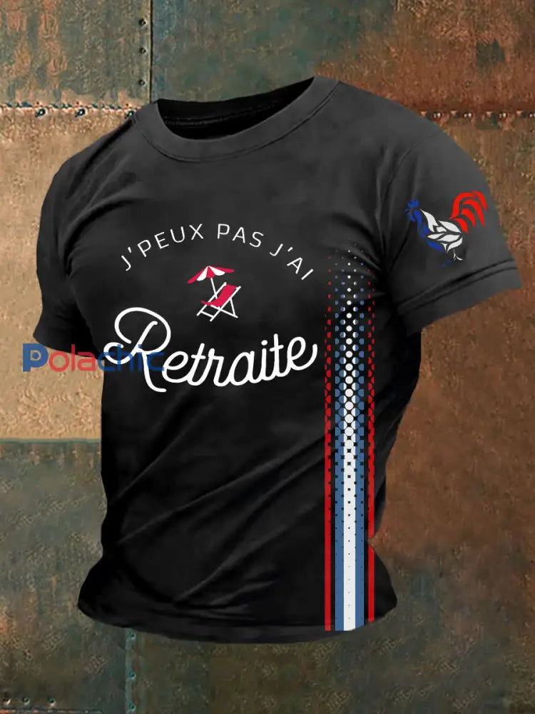 T shirt à manches courtes J’Peux Pas Je Suis A La Retraite Homme Noir / S