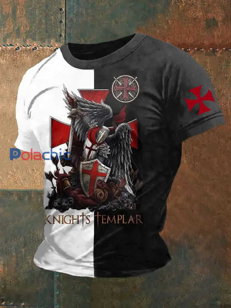 T-shirt à manches courtes Knights Templar pour hommes comme image / S