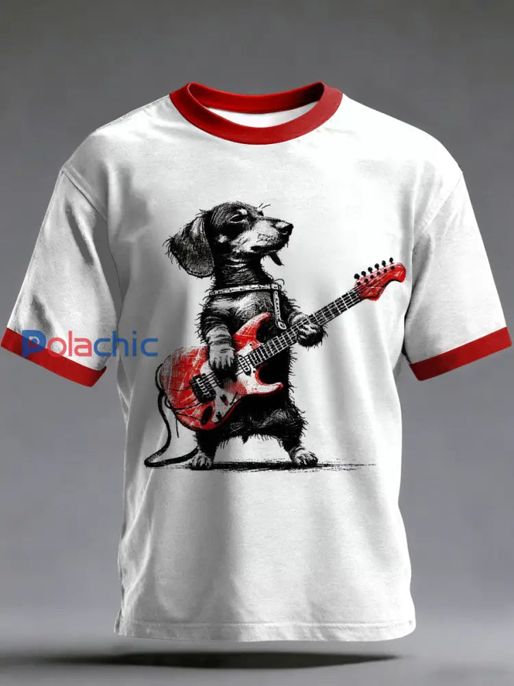 T-shirt à manches courtes lâche de mode vintage imprimé animal punk Blanc / S