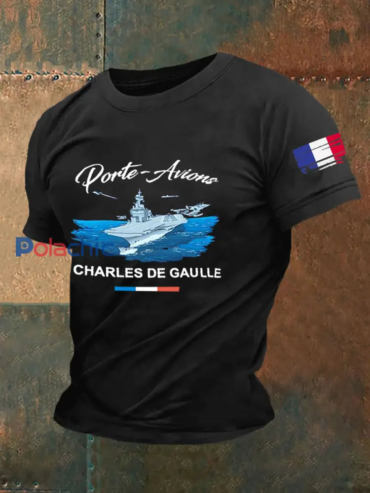 T-shirt à manches courtes Marine Nationale De Gaulle R91 Homme Noir / S