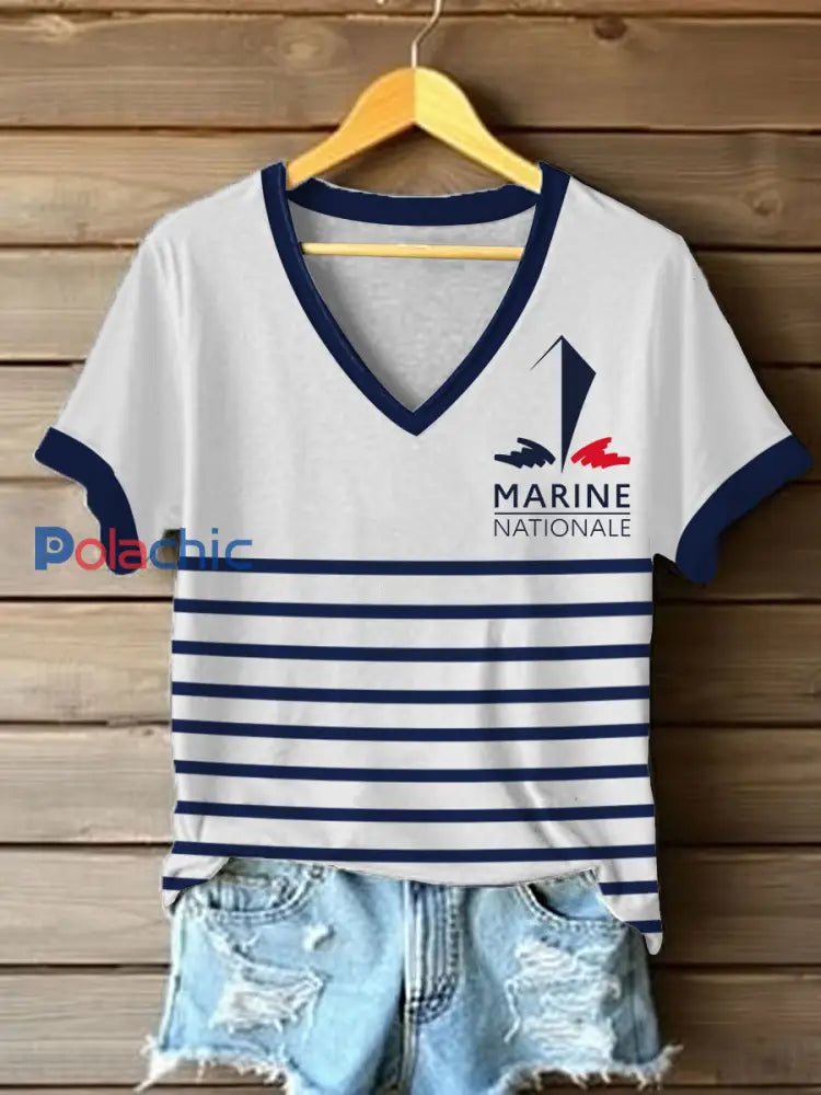 T-shirt à manches courtes Marine Nationale Femme Blanc / S