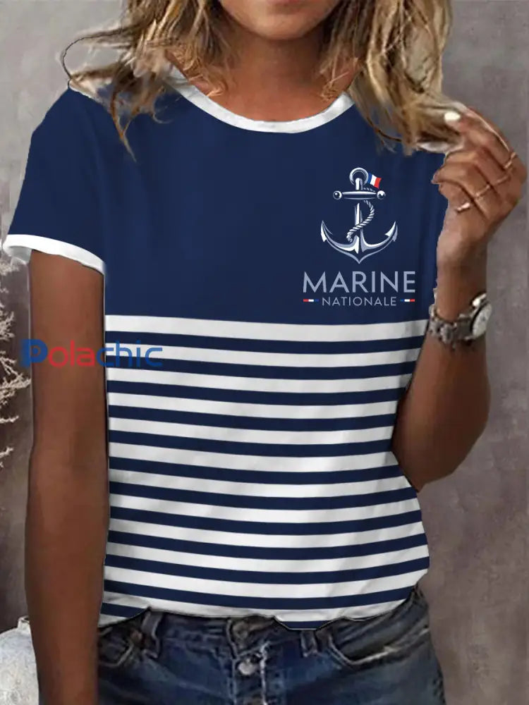 T-shirt à manches courtes Marine Nationale Femme Bleu Marine / S