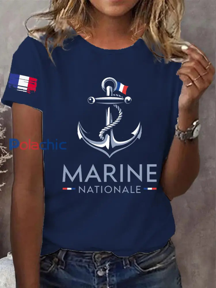 T-shirt à manches courtes Marine Nationale Femme Bleu Marine / S