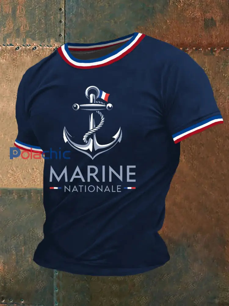 T-shirt à manches courtes Marine Nationale Homme Bleu Marine / S