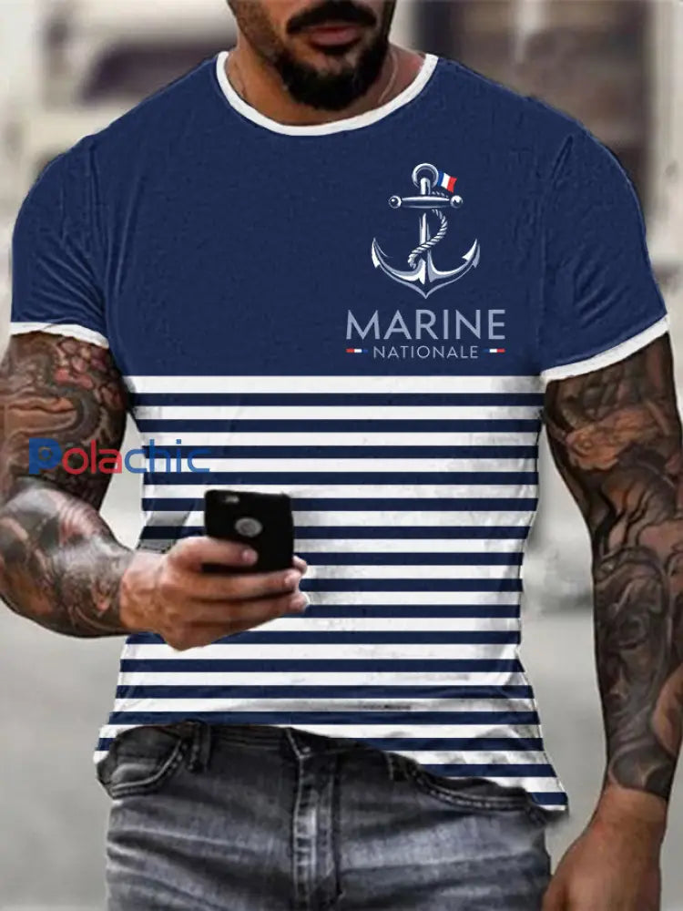 T-shirt à manches courtes Marine Nationale Homme Bleu Marine / S
