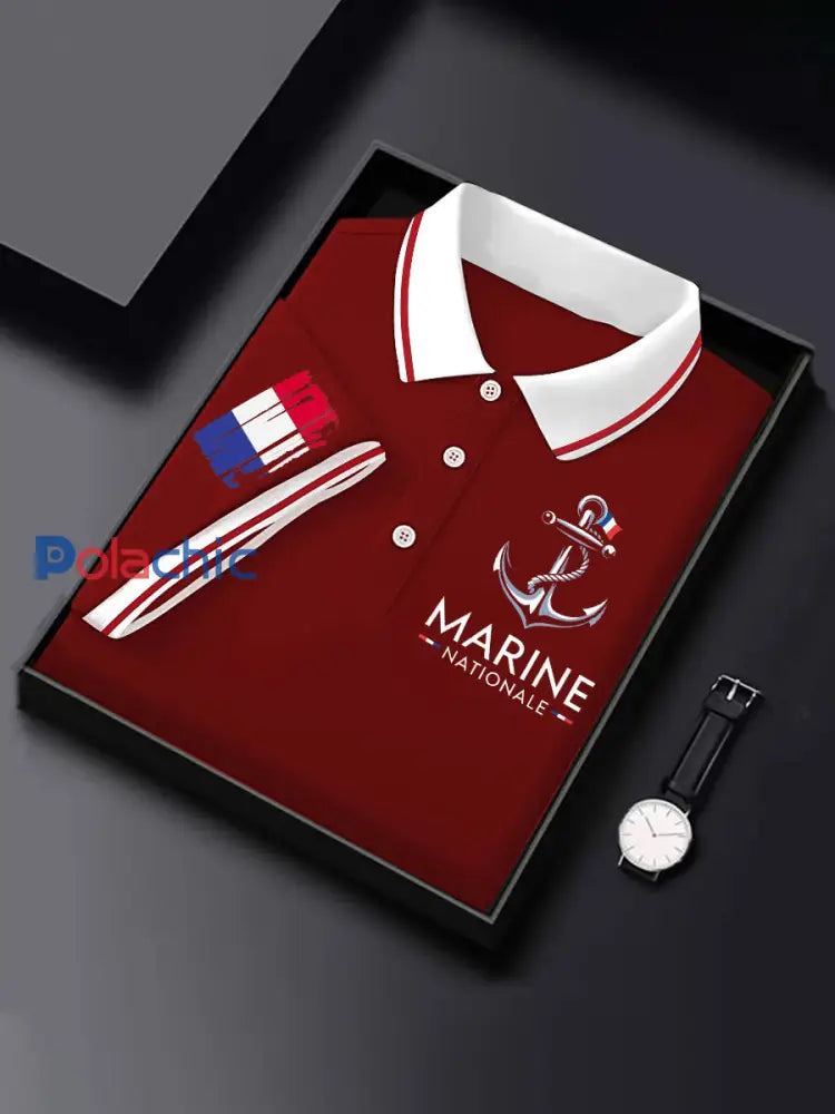 T-shirt à manches courtes Marine Nationale Homme Rouge / S