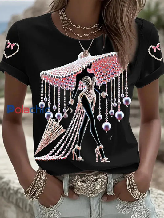 T shirt à manches courtes pour femmes Breast Cancer Awareness Noir / S
