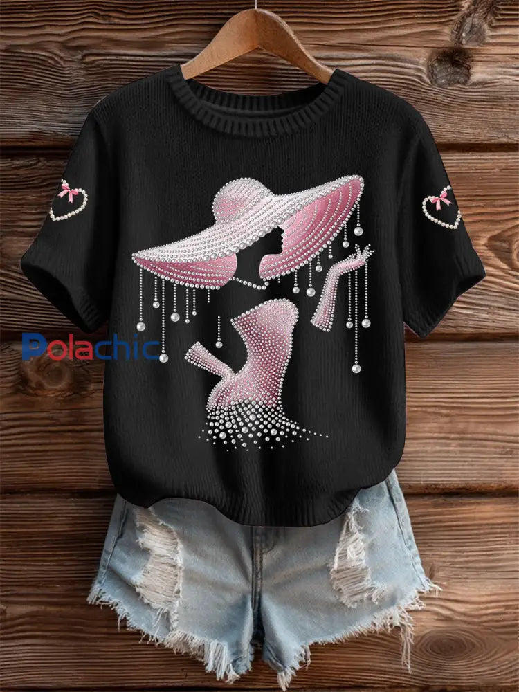 T shirt à manches courtes pour femmes Breast Cancer Awareness Noir / S