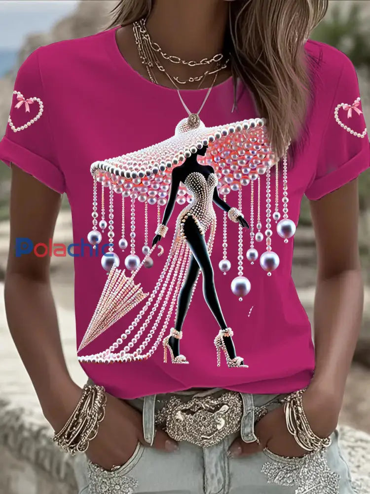 T shirt à manches courtes pour femmes Breast Cancer Awareness Rose Rouge / S