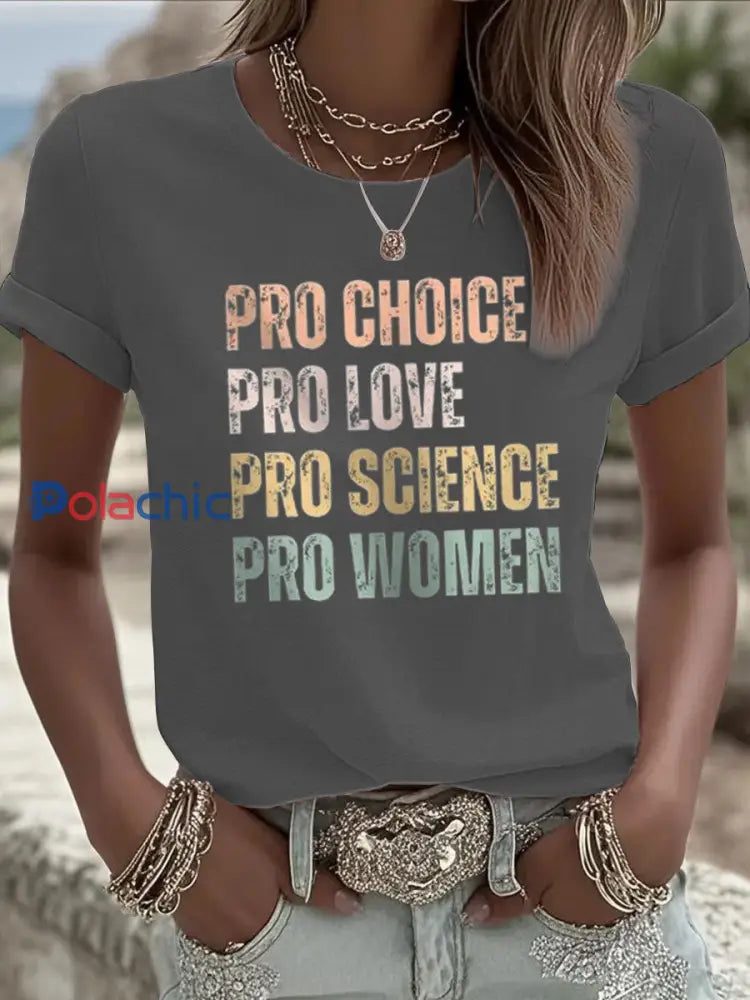 T shirt à manches courtes Pro Choice Femme Gris foncé / S