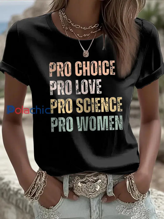 T shirt à manches courtes Pro Choice Femme Noir / S