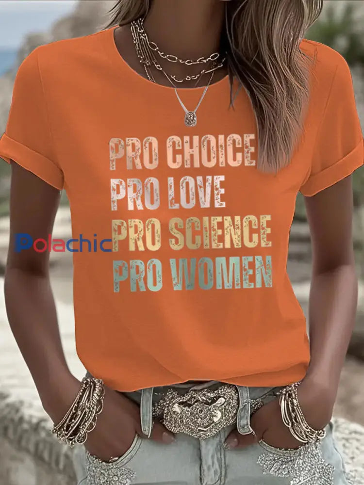 T shirt à manches courtes Pro Choice Femme Orange / S