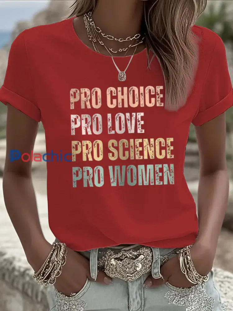 T shirt à manches courtes Pro Choice Femme Rouge / S
