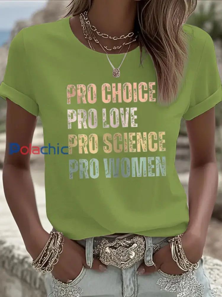 T shirt à manches courtes Pro Choice Femme Vert / S