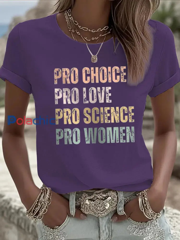 T shirt à manches courtes Pro Choice Femme Violet / S
