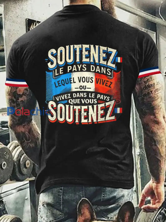 T-shirt à manches courtes Soutenez Le Pays Dans Homme Noir / S