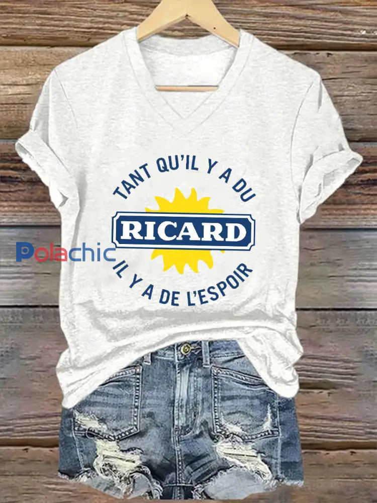 T shirt à manches courtes Tant Qu’il Y A Du Ricard Femme Blanc / S