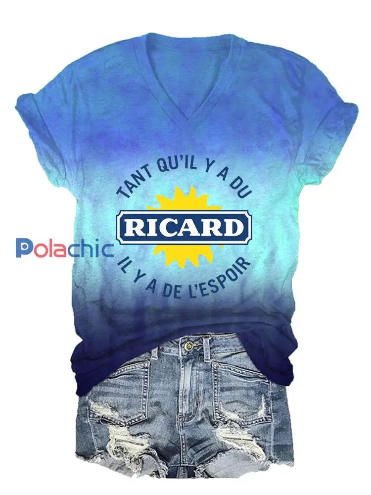 T-shirt à manches courtes Tant Qu’il Y A Du Ricard Femme Bleu / S