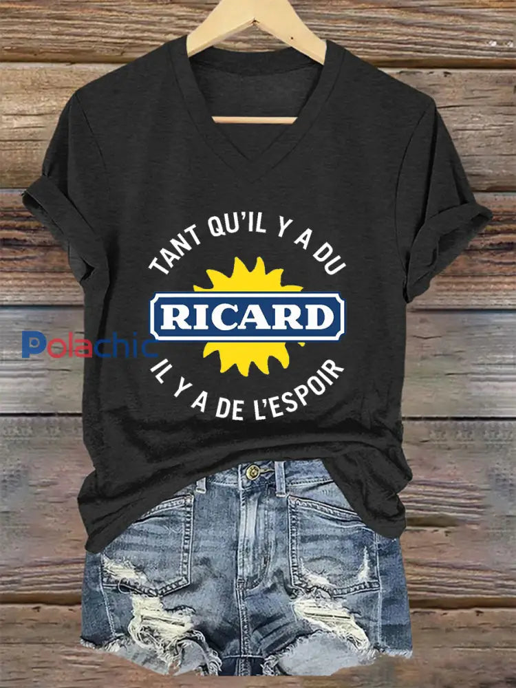 T shirt à manches courtes Tant Qu’il Y A Du Ricard Femme Noir / S