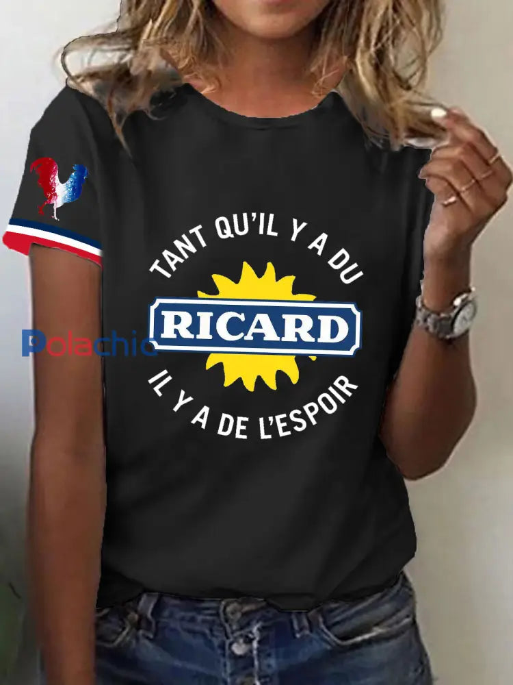 T-shirt à manches courtes Tant Qu’il Y A Du Ricard Femme Noir / S