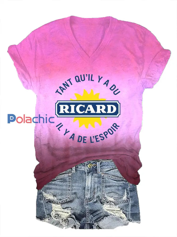 T-shirt à manches courtes Tant Qu’il Y A Du Ricard Femme Rose / S