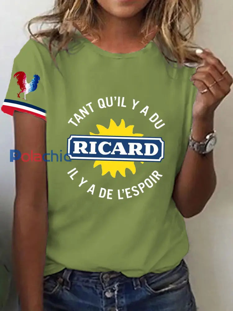 T-shirt à manches courtes Tant Qu’il Y A Du Ricard Femme Vert / S