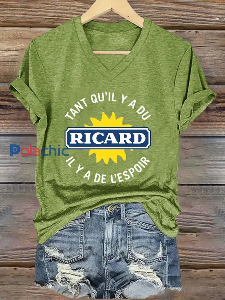 T shirt à manches courtes Tant Qu’il Y A Du Ricard Femme Vert / S