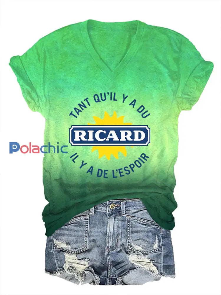 T-shirt à manches courtes Tant Qu’il Y A Du Ricard Femme Vert / S