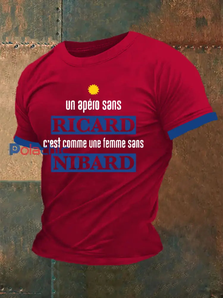 T-shirt à manches courtes Un Apero Sans Ricard C’est Comme Une Femme Sans Nibard pour homme Gris Foncé / S