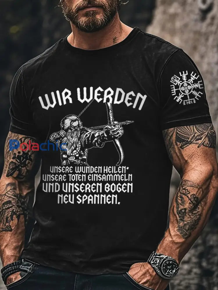 T-shirt à manches courtes Wir werden den Bogen neu spannen Homme Noir / S