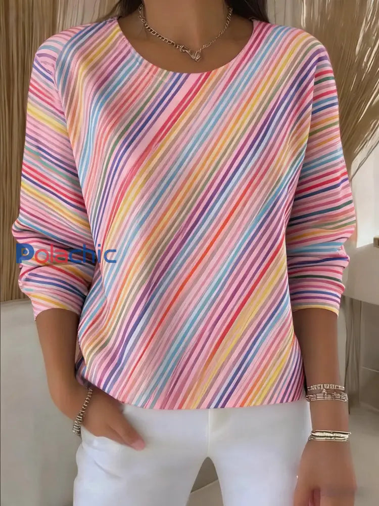 T-shirt à manches longues Casual Women’s Breast Cancer Awareness Print Rose / S