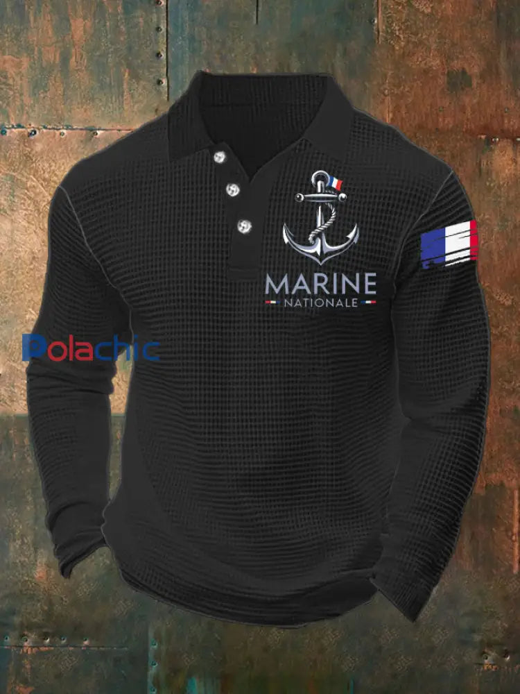 T-shirt à manches longues Marine Nationale Homme Noir / S
