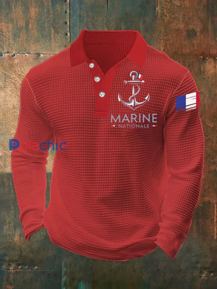 T-shirt à manches longues Marine Nationale Homme Rouge / S