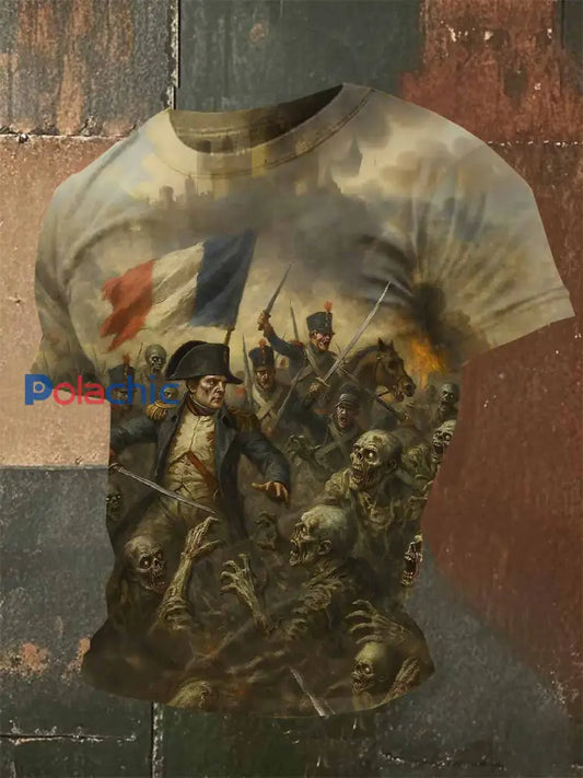 T Shirt Casual Avec Imprimé Napoléon Vintage comme image / S