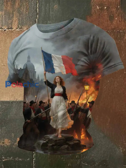 T Shirt Casual Imprimé Vintage Pour Homme comme image / S