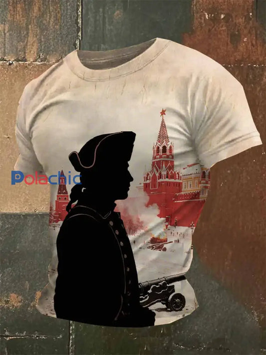 T Shirt Casual Imprimé Vintage Pour Homme comme image / S