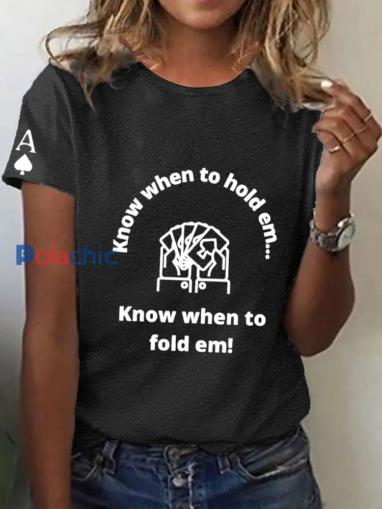 T-shirt de la philosophie de la vie de poker pour femmes Noir / S