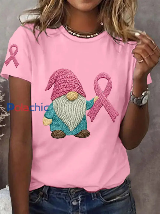 T-shirt de soutien de sensibilisation au cancer du sein avec ruban rose pour femmes Rose / S