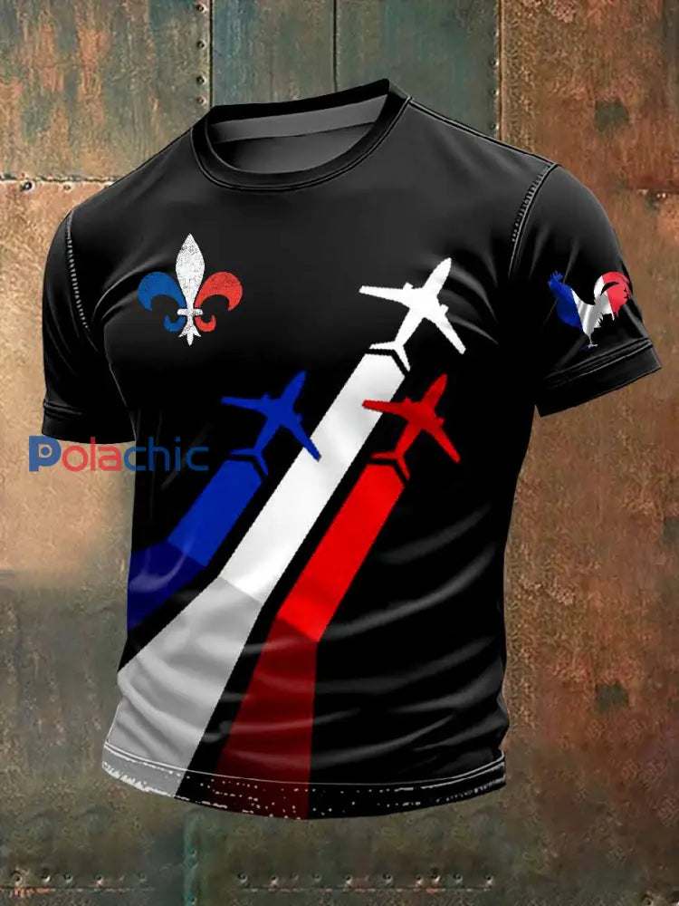 T Shirt Décontracté À Imprimé Avion Français Vintage comme image / S