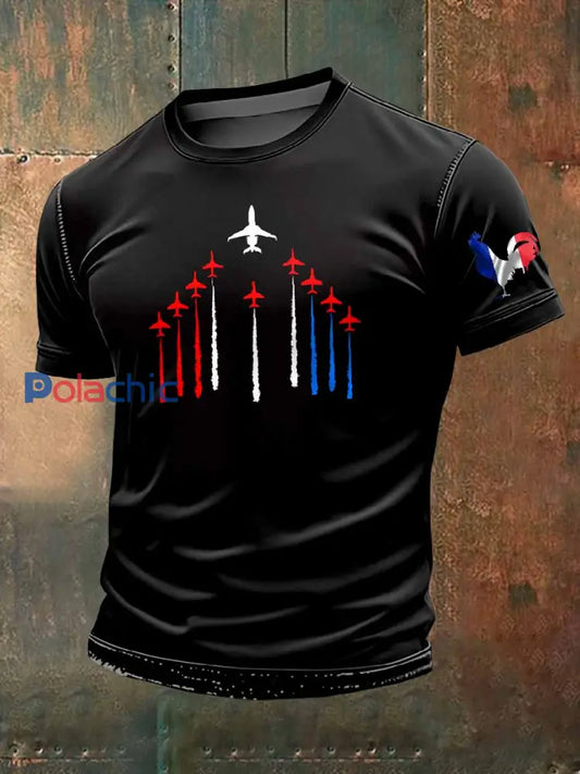 T Shirt Décontracté À Imprimé Avion Français Vintage comme image / S