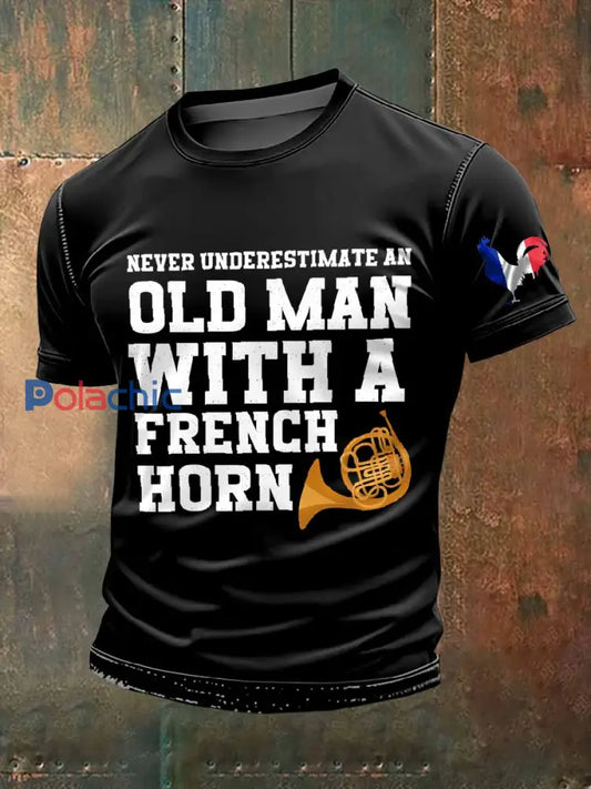 T Shirt Décontracté À Imprimé Cor Français Vintage comme image / S